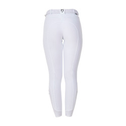 Pantaloni da equitazione da donna Equestro x FISE con grip al ginocchio Bianco
