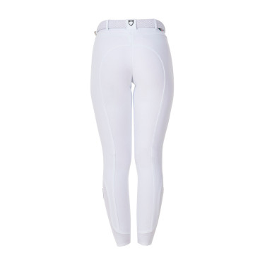 Pantaloni da equitazione da donna Equestro x FISE con grip al ginocchio Bianco
