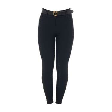 Pantaloni da equitazione da donna Equestro con grip sulle ginocchia a vita alta foderati in pile Nero Pantaloni da equitazione da donna Equestro con grip sulle ginocchia a vita alta foderati in pile Nero