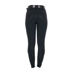 Pantaloni da equitazione da donna Equestro con grip sulle ginocchia a vita alta foderati in pile Nero Pantaloni da equitazione da donna Equestro con grip sulle ginocchia a vita alta foderati in pile Nero