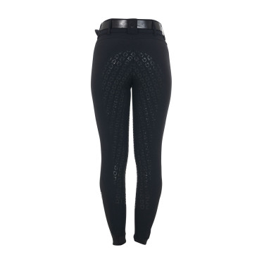Pantaloni da equitazione da donna Equestro con grip sulle ginocchia a vita alta foderati in pile Nero Pantaloni da equitazione da donna Equestro con grip sulle ginocchia a vita alta foderati in pile Nero