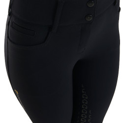 Pantaloni da equitazione da donna Equestro con grip sulle ginocchia a vita alta foderati in pile Nero Pantaloni da equitazione da donna Equestro con grip sulle ginocchia a vita alta foderati in pile Nero