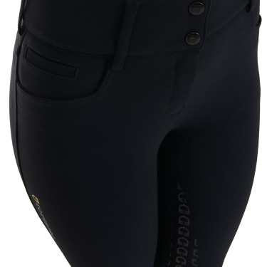 Pantaloni da equitazione da donna Equestro con grip sulle ginocchia a vita alta foderati in pile Nero Pantaloni da equitazione da donna Equestro con grip sulle ginocchia a vita alta foderati in pile Nero