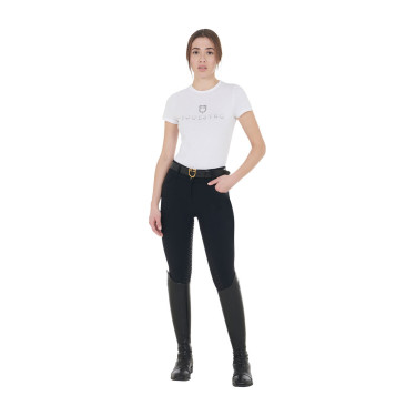 Pantaloni da equitazione da donna Equestro con grip sulle ginocchia a vita alta foderati in pile Nero Pantaloni da equitazione da donna Equestro con grip sulle ginocchia a vita alta foderati in pile Nero