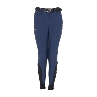 Pantaloni da equitazione unisex per bambini Equestro x FISE con grip al ginocchio Blazer marine Blu marino