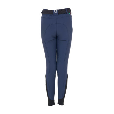 Pantaloni da equitazione unisex per bambini Equestro x FISE con grip al ginocchio Blazer marine Blu marino