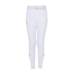 Pantaloni da equitazione unisex per bambini Equestro x FISE con grip al ginocchio Bianco