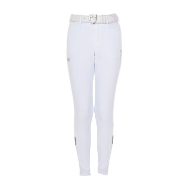 Pantaloni da equitazione unisex per bambini Equestro x FISE con grip al ginocchio Bianco