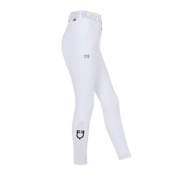 Pantaloni da equitazione unisex per bambini Equestro x FISE con grip al ginocchio Bianco