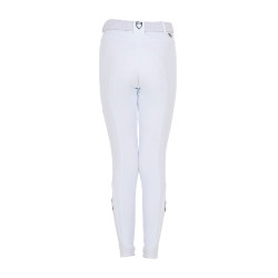 Pantaloni da equitazione unisex per bambini Equestro x FISE con grip al ginocchio Bianco