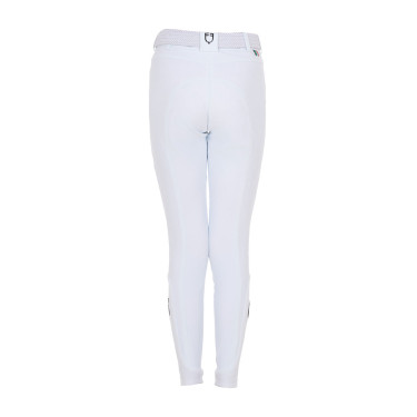Pantaloni da equitazione unisex per bambini Equestro x FISE con grip al ginocchio Bianco