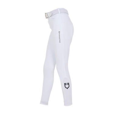 Pantaloni da equitazione unisex per bambini Equestro x FISE con grip al ginocchio Bianco