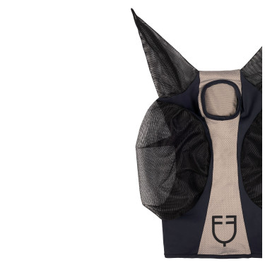 Maschera antimosche Equestro bicolore in mesh Antracite / flanella grigia Beige Maschera antimosche Equestro bicolore in mesh Antracite / flanella grigia Beige