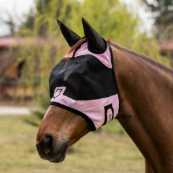 Maschera anti-mosche Equestro con logo frontale Bouquet orchidea Rosa