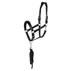 Capezzina ergonomica Equestro con inserti in pelle Nero / nero