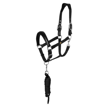 Capezzina ergonomica Equestro con inserti in pelle Nero / nero