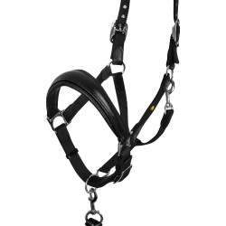Capezzina ergonomica Equestro con inserti in pelle Nero / nero