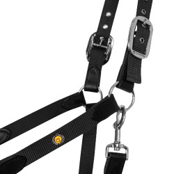 Capezzina ergonomica Equestro con inserti in pelle Nero / nero