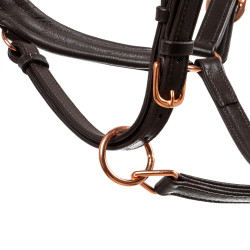 Capestro in pelle liscia Equestro con fibbie in oro rosa Marrone scuro Capestro in pelle liscia Equestro con fibbie in oro rosa Marrone scuro