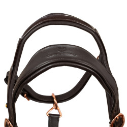 Capestro in pelle liscia Equestro con fibbie in oro rosa Marrone scuro Capestro in pelle liscia Equestro con fibbie in oro rosa Marrone scuro