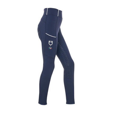 Leggings da ragazza Equestro x FISE full grip taglio slim Blazer marine Blu marino
