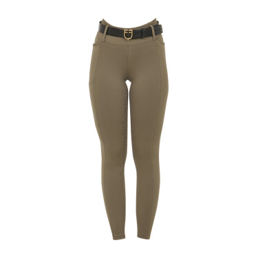 Leggings da donna Equestro a vita alta con passanti per cintura Noce Marrone