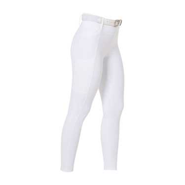 Leggings da donna Equestro a vita alta con passanti per cintura Bianco