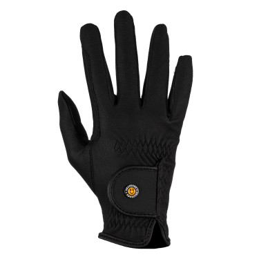 Guanti unisex Equestro imbottiti in pelle sintetica con chiusura a strappo Nero