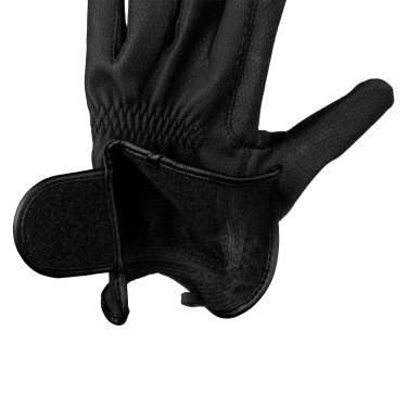 Guanti unisex Equestro imbottiti in pelle sintetica con chiusura a strappo Nero