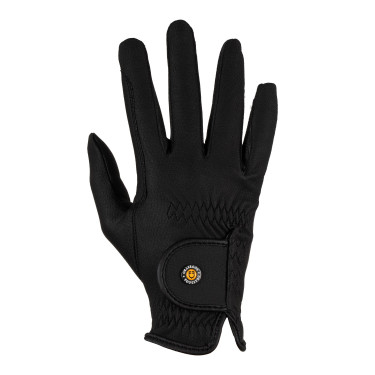 Guanti unisex Equestro in pelle sintetica con chiusura a strappo Nero Guanti unisex Equestro in pelle sintetica con chiusura a strappo Nero