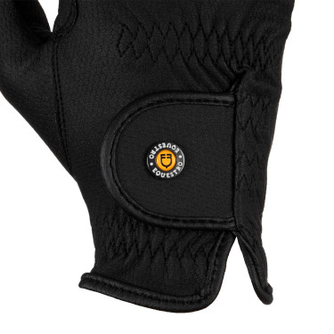 Guanti unisex Equestro in pelle sintetica con chiusura a strappo Nero Guanti unisex Equestro in pelle sintetica con chiusura a strappo Nero