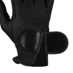 Guanti unisex Equestro in pelle sintetica con chiusura a strappo Nero Guanti unisex Equestro in pelle sintetica con chiusura a strappo Nero
