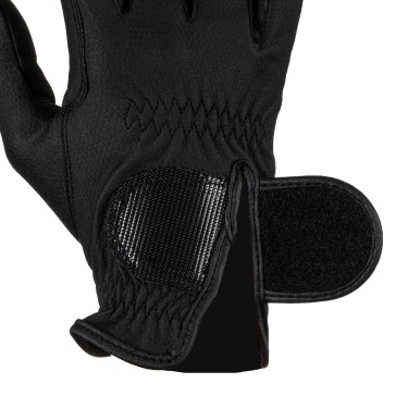 Guanti unisex Equestro in pelle sintetica con chiusura a strappo Nero Guanti unisex Equestro in pelle sintetica con chiusura a strappo Nero