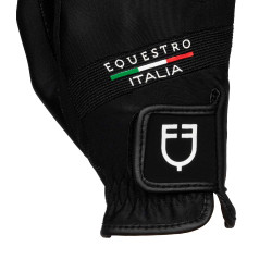 Guanti in tessuto tecnico Equestro X FISE Nero