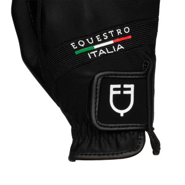 Guanti in tessuto tecnico Equestro X FISE Nero