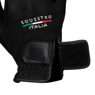 Guanti in tessuto tecnico Equestro X FISE Nero