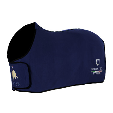 Coperta in pile Equestro x FISE con chiusura frontale Blu di Savoia