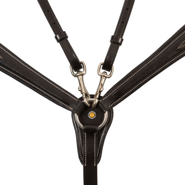 Pettorale Equestro in pelle con impunture decorative con martingala rimovibile Marrone scuro