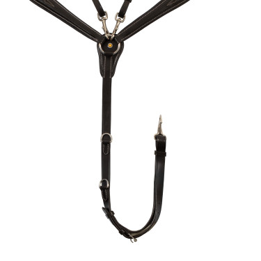 Pettorale Equestro in pelle con impunture decorative con martingala rimovibile Marrone scuro