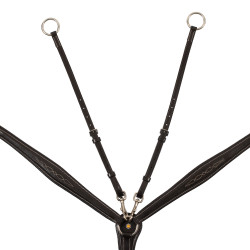Pettorale Equestro in pelle con impunture decorative con martingala rimovibile Marrone scuro