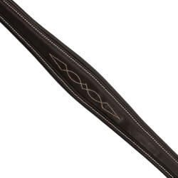 Pettorale Equestro in pelle con impunture decorative con martingala rimovibile Marrone scuro