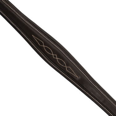Pettorale Equestro in pelle con impunture decorative con martingala rimovibile Marrone scuro