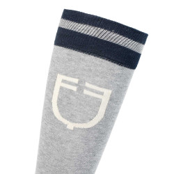 Calze unisex Equestro College in tessuto tecnico Grigio mélange / blu blazer / bianco antico Calze unisex Equestro College in tessuto tecnico Grigio mélange / blu blazer / bianco antico