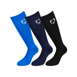 Calzini tecnici Equestro x FISE confezione da 3 Nero / blu marine / blu Savoia Bianco