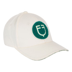 Cappellino da baseball Equestro con logo su patch in spugna Bianco antico / verde oltremare
