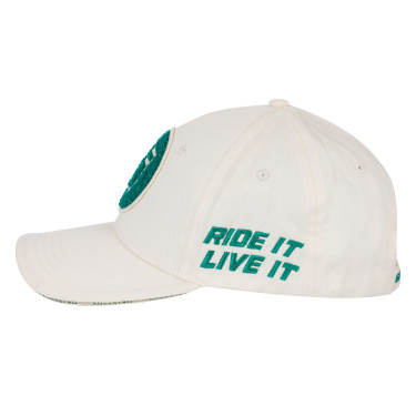 Cappellino da baseball Equestro con logo su patch in spugna Bianco antico / verde oltremare