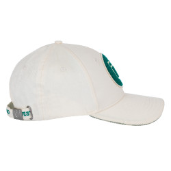 Cappellino da baseball Equestro con logo su patch in spugna Bianco antico / verde oltremare