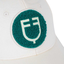 Cappellino da baseball Equestro con logo su patch in spugna Bianco antico / verde oltremare
