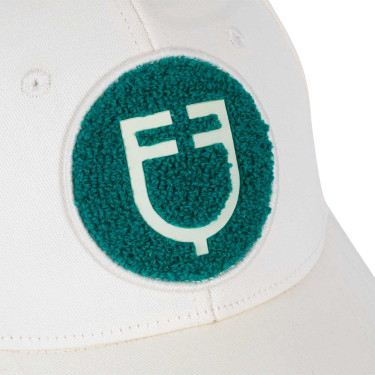 Cappellino da baseball Equestro con logo su patch in spugna Bianco antico / verde oltremare