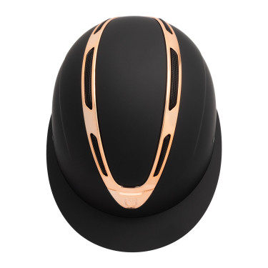 Casco da donna Equestro Apocalypse con calotta opaca omologato EN 1384-2023 Nero / oro rosa Casco da donna Equestro Apocalypse con calotta opaca omologato EN 1384-2023 Nero / oro rosa